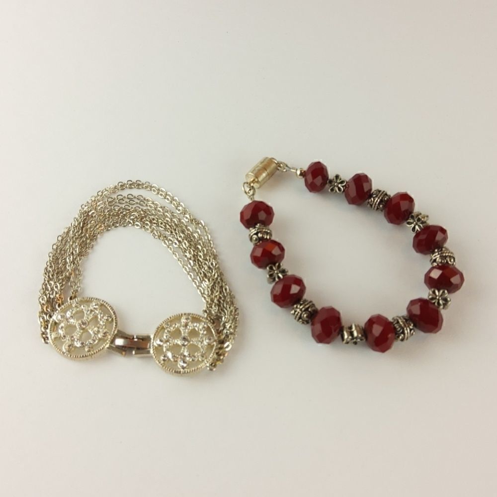 (3/$20) silvertone and faux Ruby bracelets - Picture 13 of 13